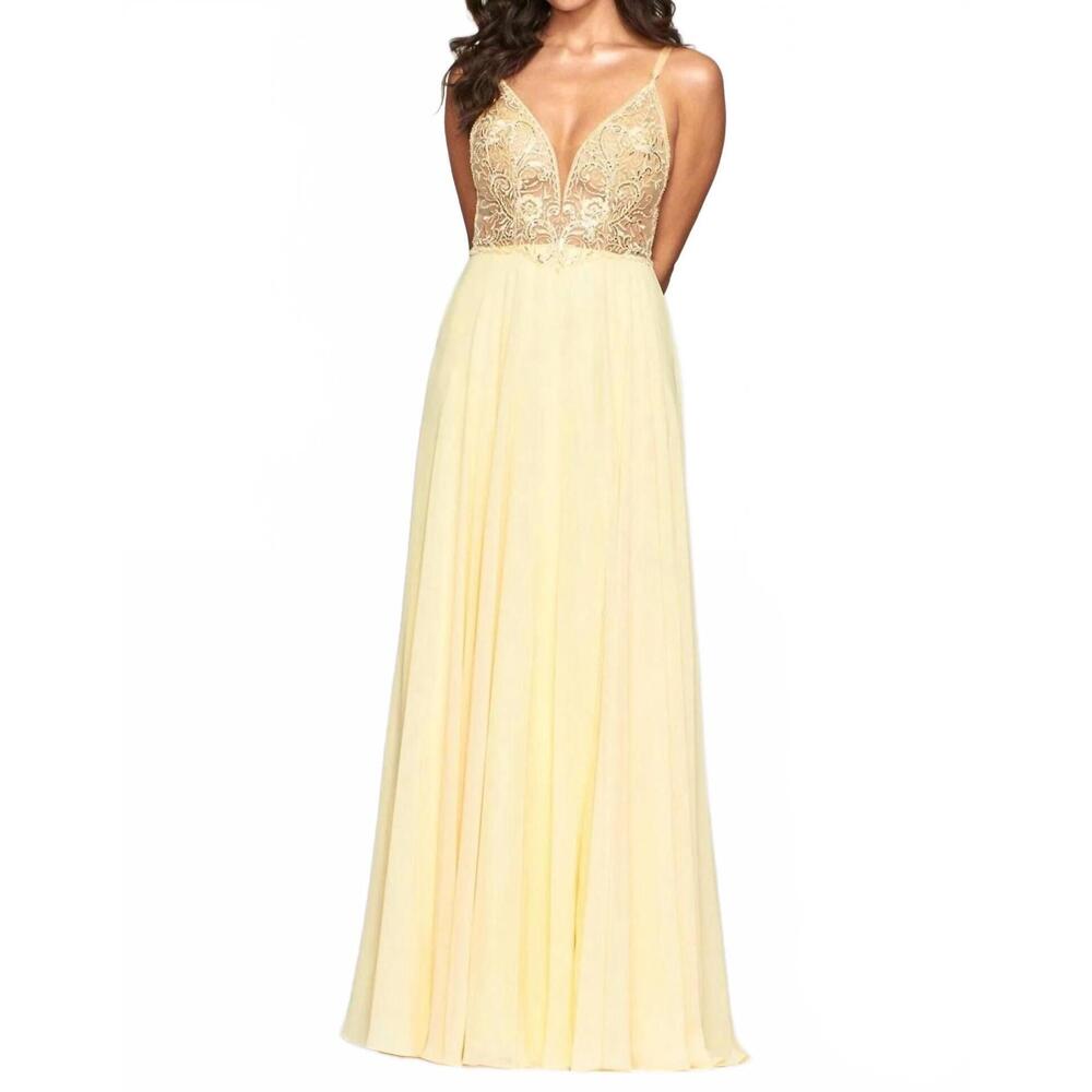 NEW FAVIANA beaded bodice full skirt dress in buttercream